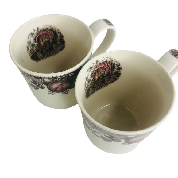 2 New Johnson Brothers Turkey Mugs Thanksgiving Set His Majesty Coffee Cups - Picture 10 of 11